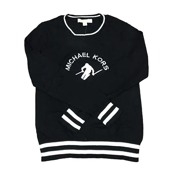 Áo Len Nữ Michael Kors MK Cổ Tròn Màu Đen Trắng Size S