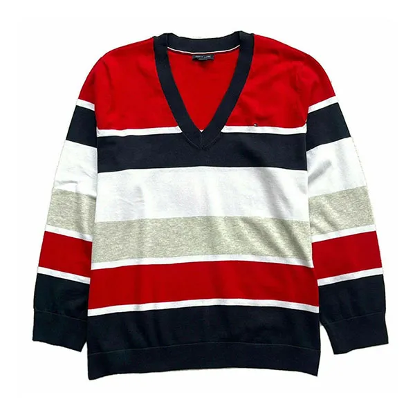 Áo Len Nữ Tommy Hilfiger Striped V-Neck Sweater Phối Màu Size XS