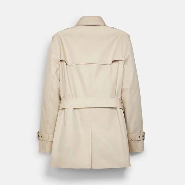 Áo Măng Tô Nữ Coach F34022 Porcelain Solid Short Trench Coat Jacket Double Breasted Màu Trắng Size S - Thời trang - Vua Hàng Hiệu