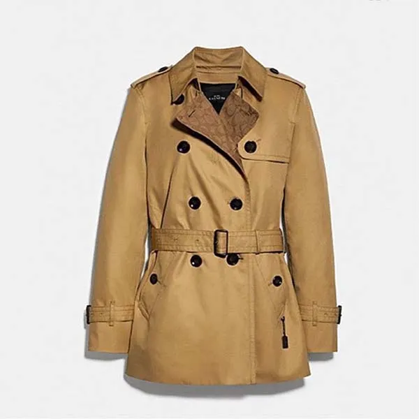 Áo Măng Tô Nữ Coach Signature Lapel Short Trench 91472 Màu Kaki Size XS - Thời trang - Vua Hàng Hiệu