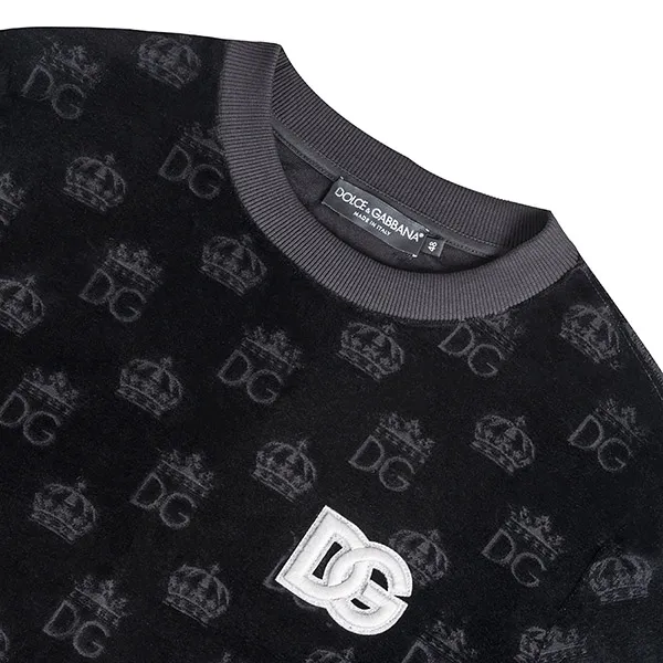 Áo Nỉ Nam Sweater Dolce & Gabbana D&G Fur Logo Embroidered Black G9PQ1T G7F6T N0000 Màu Đen Size 46