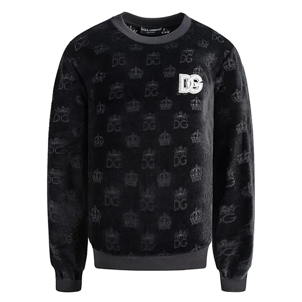 Áo Nỉ Nam Sweater Dolce & Gabbana D&G Fur Logo Embroidered Black G9PQ1T G7F6T N0000 Màu Đen Size 46
