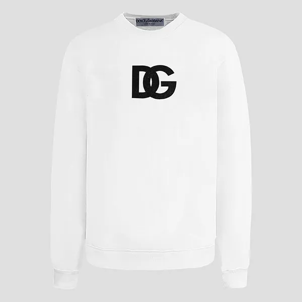 Áo Nỉ Nam Sweater Dolce & Gabbana D&G Logo Printed White G9SY5T G7I8E W0001 Màu Trắng Size 48