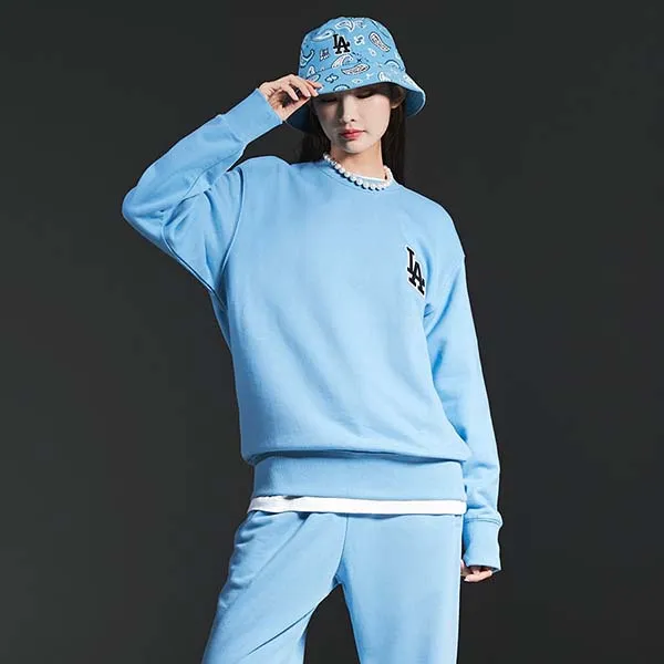 Áo Nỉ Sweater MLB Paisley Big Logo Heavyweight Overfit LA Dodgers 3AMTI0126-07BLL Màu Xanh Blue
