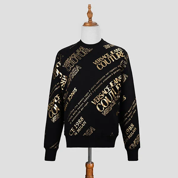 Áo Nỉ Versace Jeans Couture Warranty Label Allover Printed 71GAIT14 CF00T Màu Đen Size M