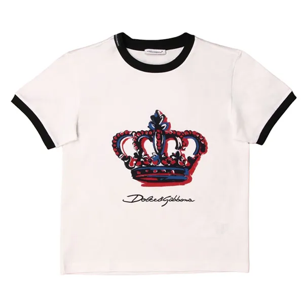 Áo Phông Dolce & Gabbana D&G Crown Printed White L4JT8A G7WUF HW2FH Tshirt Màu Trắng