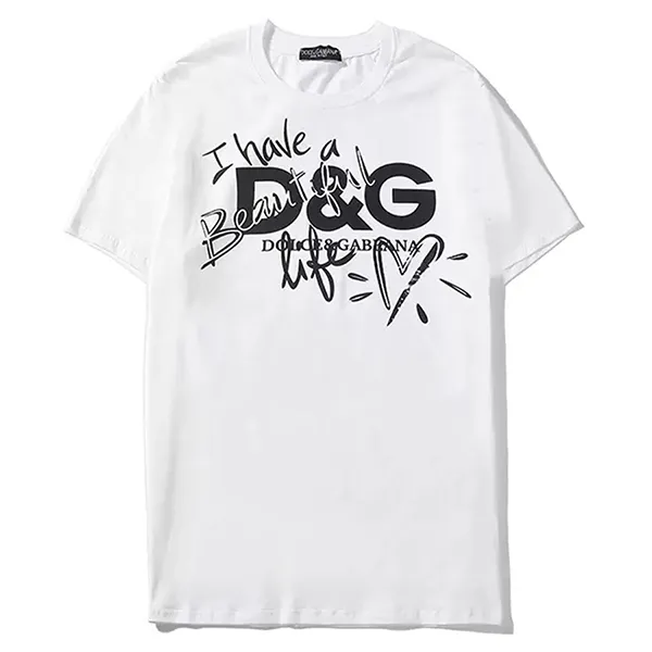 Áo Phông Nữ Dolce & Gabbana D&G I Have Beautiful DG Logo Printed F8J32T G7MBM W0800 Màu Trắng Size 38