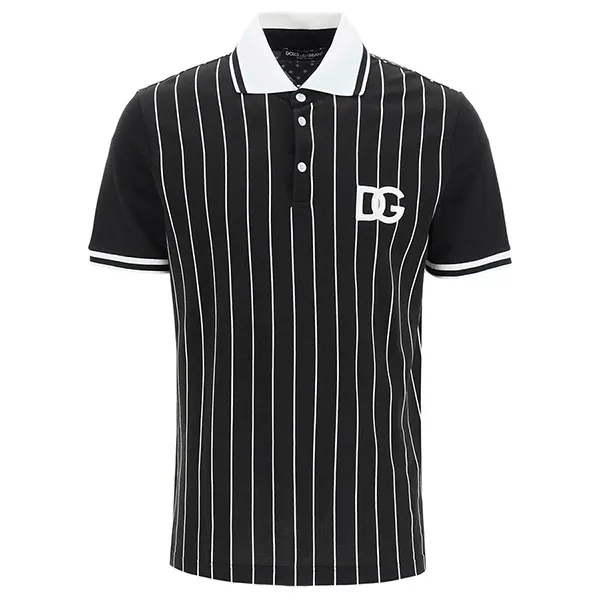 Áo Polo Nam Dolce & Gabbana D&G Stripe Cotton Piquet G8OQ1Z G7DJ8 S9000 Màu Đen Size 44