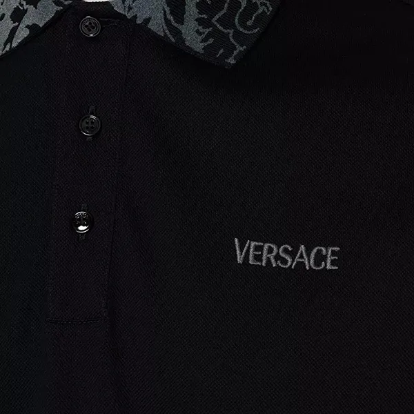 Áo Polo Versace Flock Barocco Silhouette Black 1006931 1A04918 1B000 Màu Đen Size S