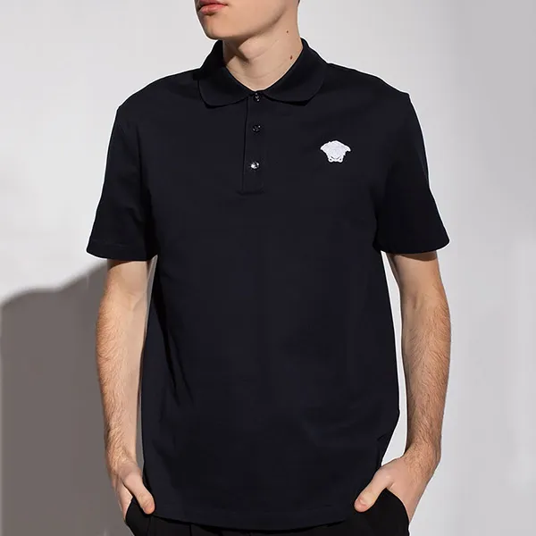 Áo Polo Versace Medusa Logo Embroidered Black A87427 A237141 A2319 Màu Đen Size XS
