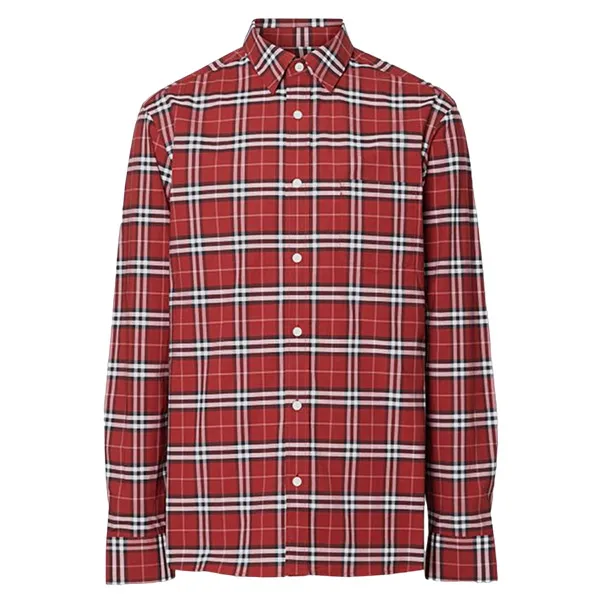 Áo Sơ Mi Burberry Check Long Sleeve 8011398-1009 Màu Đỏ Size M