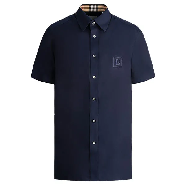 Áo Sơ Mi Burberry Square Logo Embroidered 8061862 Màu Xanh Navy Size S