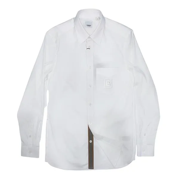 Áo Sơ Mi Burberry White Letter Pattern Functional Cotton 8061860 Màu Trắng