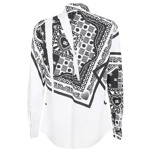 Áo Sơ Mi Nam Dolce & Gabbana D&G Bandana Print In White G5IX8T GF101 W0800 Màu Đen Trắng Size 40