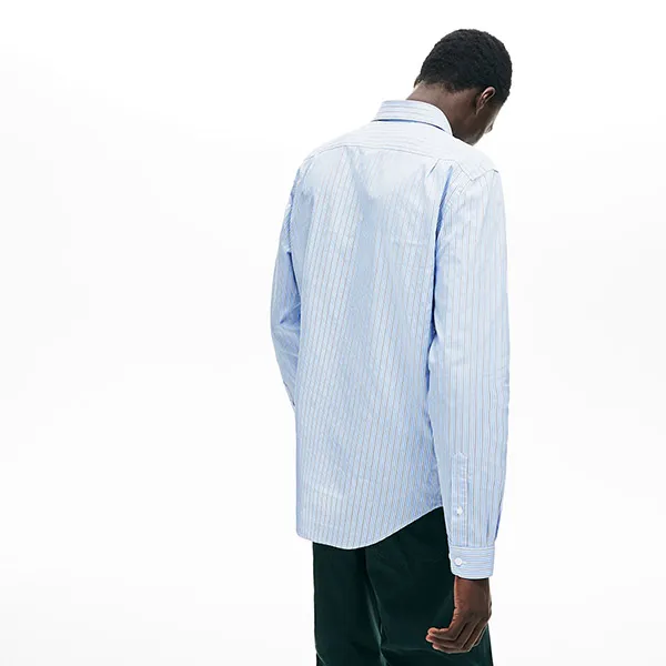 Áo Sơ Mi Lacoste Men's Pinstripe Club Collar Shirt CH0171 Màu Xanh Size 40