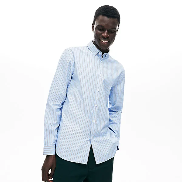 Áo Sơ Mi Lacoste Men's Pinstripe Club Collar Shirt CH0171 Màu Xanh Size 40