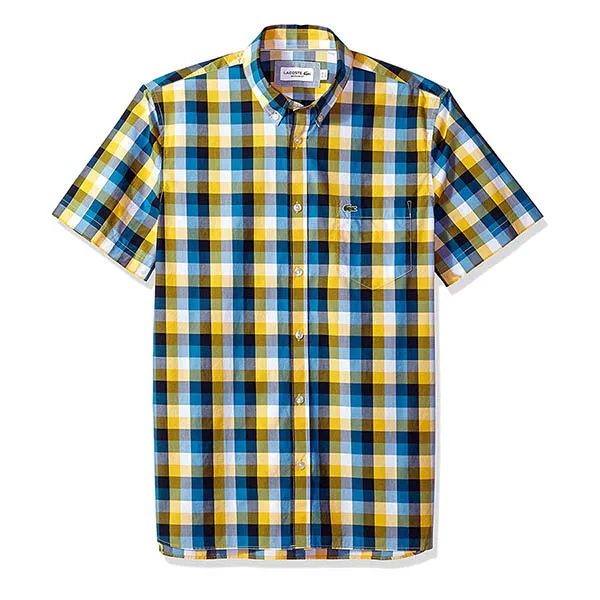 Áo Sơ Mi Lacoste Regular Fit Check Short Sleeve Sport CH5805 Phối Màu Size 42