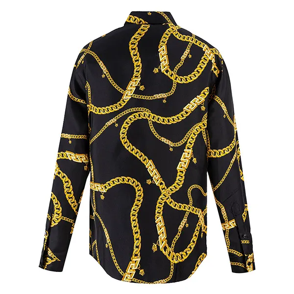 Áo Sơ Mi Versace Silk Chain Detail Black 1005026 1A05915 5B000 Màu Đen Size 46