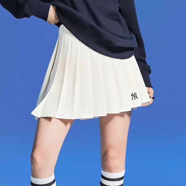 Chân Váy Nữ MLB Xếp Ly Pickleball Basic Pleats Skirt New York Yankees 3FSKB0324-50CRS Màu Trắng Kem Size S