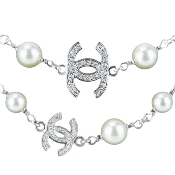Dây Chuyền Chanel Crystal CC Perolas Necklace Màu Trắng - Trang sức - Vua Hàng Hiệu