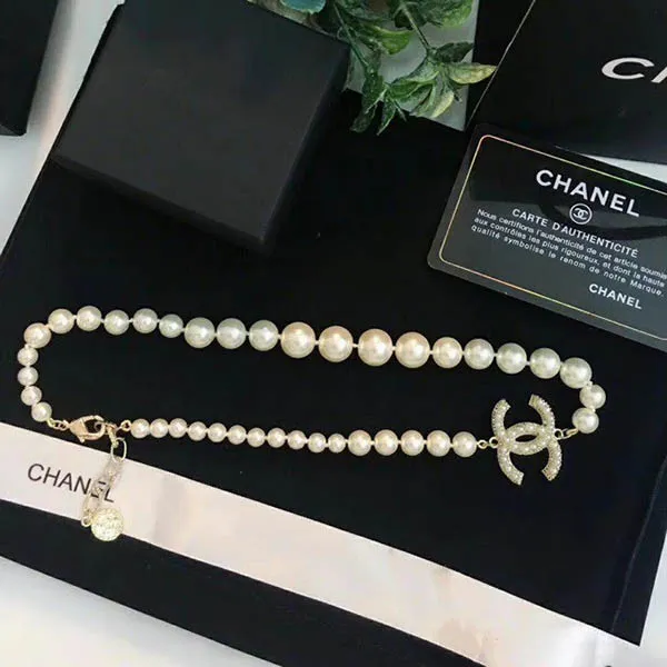 Dây Chuyền Chanel Ngọc Trai Đính Đá CC VCH6 Màu Trắng Ngà - Trang sức - Vua Hàng Hiệu