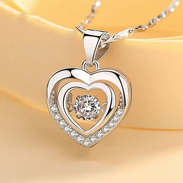 Dây Chuyền Lili Jewelry Hình Trái Tim Đính Đá CZ LILI_262454 Màu Bạc