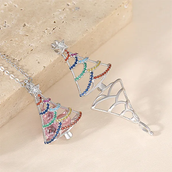 Dây Chuyền Nữ Dạng Lồng Đóng Mở Hình Cây Thông Noel Lili 054167 Màu Bạc