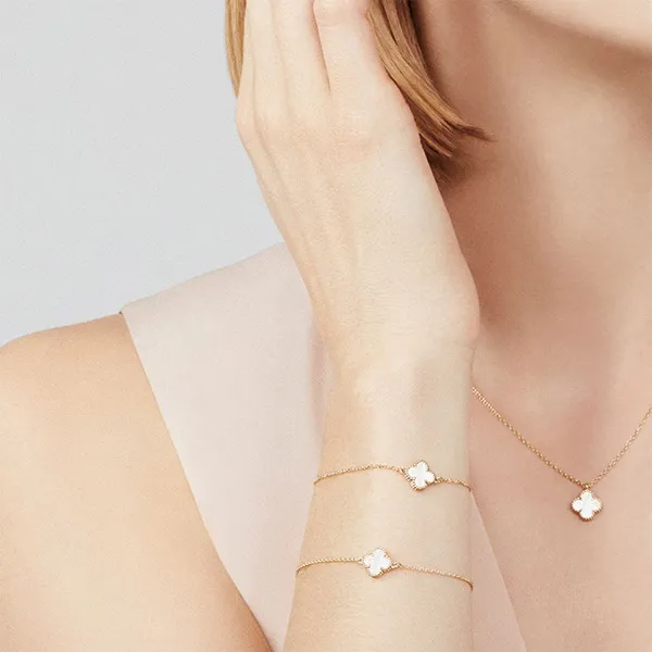 Dây Chuyền Jewery Luxury Vintage Alhambra Pendant 18k Yellow Gold Mother-Of-Pearl Màu Vàng Gold Size 9mm