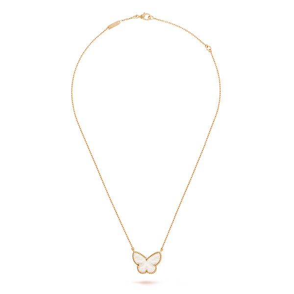 Dây Chuyền Van Cleef & Arpels Lucky Alhambra Butterfly Pendant 18K Yellow Gold, Mother-Of-Pearl Màu Vàng Gold Size 15mm (Chế Tác) - 3