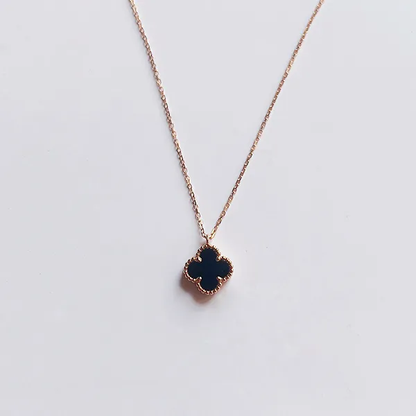 Dây Chuyền Jewery Luxury Onyx Vintage Alhambra Pendant Necklace Màu Vàng Hồng Size 9mm