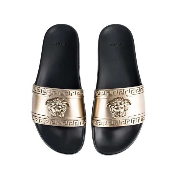 Dép Nam Versace Palazzo Gold VSC03 Màu Đen Vàng Size 42