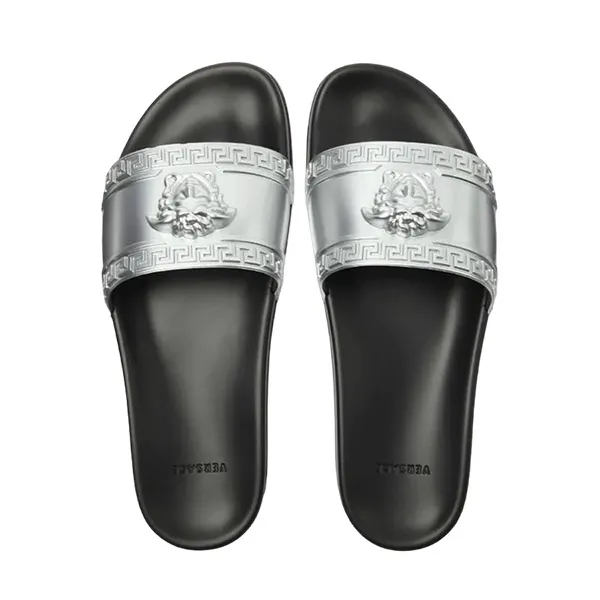 Dép Versace Palazzo Silver DSU5883 DGOLG 2E180 Màu Đen Bạc Size 42
