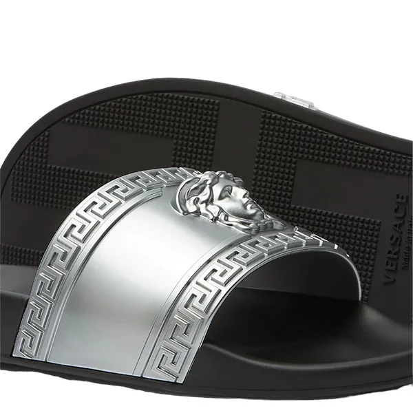 Dép Versace Palazzo Silver DSU5883 DGOLG 2E180 Màu Đen Bạc Size 42