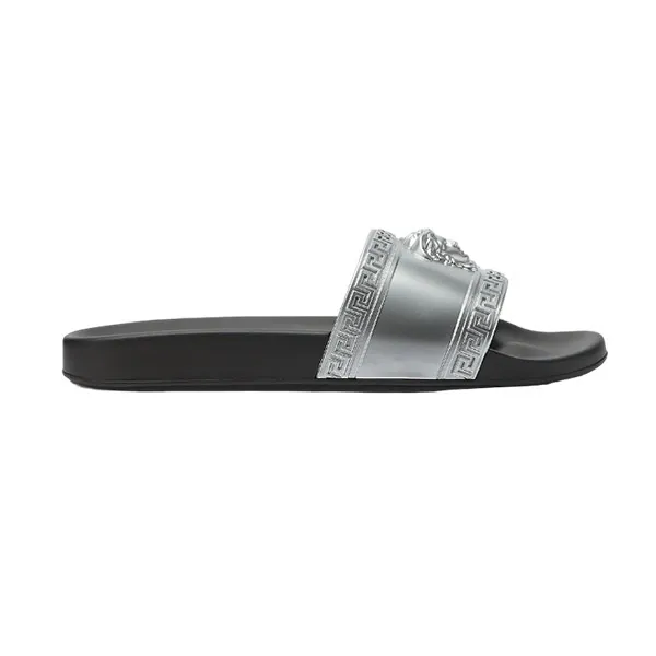Dép Versace Palazzo Silver DSU5883 DGOLG 2E180 Màu Đen Bạc Size 42
