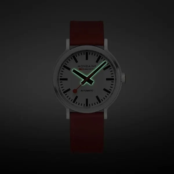 Đồng Hồ Nam Mondaine Original Automatic Red Leather MST.4161B.LC Màu Đỏ Bạc