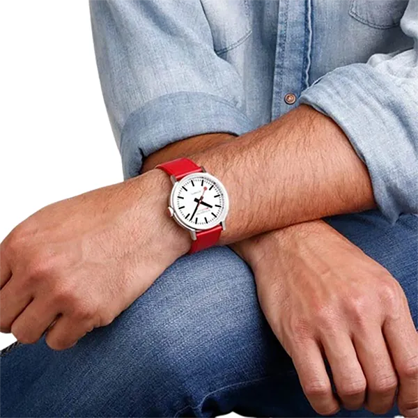 Đồng Hồ Nam Mondaine Original Automatic Red Leather MST.4161B.LC Màu Đỏ Bạc