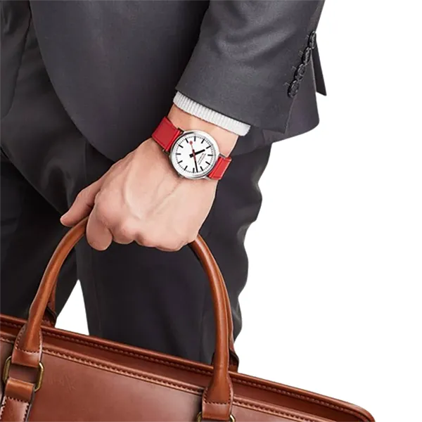 Đồng Hồ Nam Mondaine Original Automatic Red Leather MST.4161B.LC Màu Đỏ Bạc