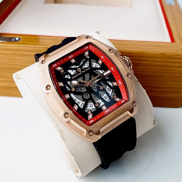 Đồng Hồ Nam Christian Van Sant Odyssey Automatic Black Dial Men's Watch CV6194B Màu Đen Phối Vàng Hồng