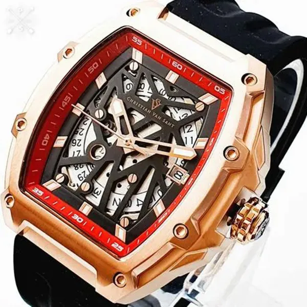 Đồng Hồ Nam Christian Van Sant Odyssey Automatic Black Dial Men's Watch CV6194B Màu Đen Phối Vàng Hồng