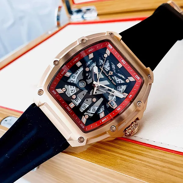 Đồng Hồ Nam Christian Van Sant Odyssey Automatic Black Dial Men's Watch CV6194B Màu Đen Phối Vàng Hồng