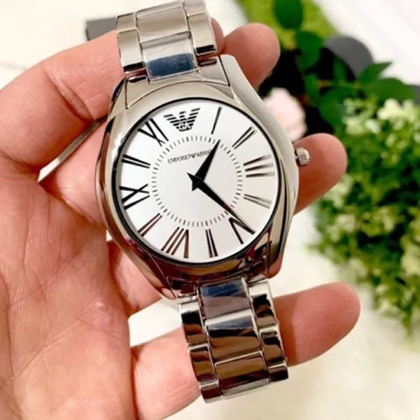 Đồng Hồ Nam Emporio Armani AR2055 Super Slim Silver Dial Stainless Steel Men's Watch Màu Bạc
