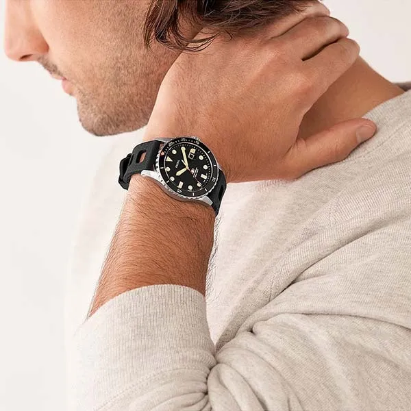 Đồng Hồ Nam Fossil Blue FS5947 Dây Silicone Màu Đen