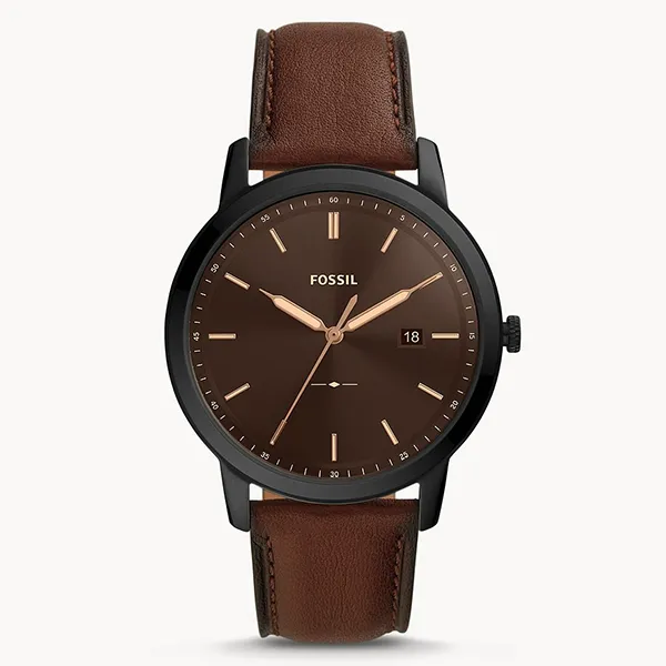 Đồng Hồ Nam Fossil The Minimalist Solar FS5841 Dây Da Màu Nâu Đen