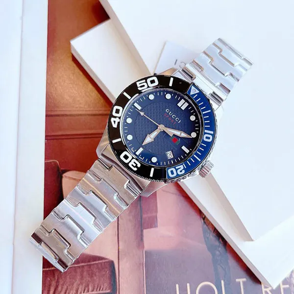 Đồng Hồ Nam Gucci YA126282 Bracelet Quartz Tone Silver Màu Xanh Đen - Đồng hồ - Vua Hàng Hiệu