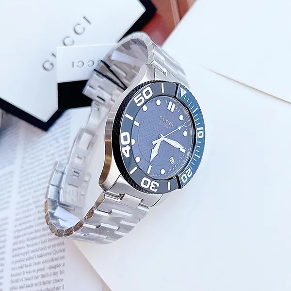 Đồng Hồ Nam Gucci YA126282 Bracelet Quartz Tone Silver Màu Xanh Đen - Đồng hồ - Vua Hàng Hiệu