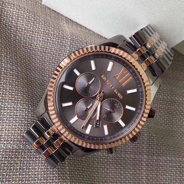 Đồng Hồ Nam Michael Kors MK Lexington Grey Dial Mens Chronograph MK8561 Màu Đen Xám
