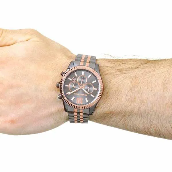 Đồng Hồ Nam Michael Kors MK Lexington Grey Dial Mens Chronograph MK8561 Màu Đen Xám