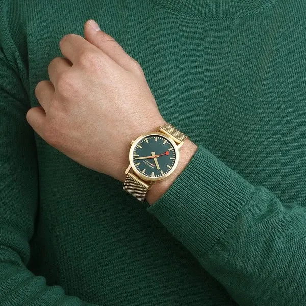 Đồng Hồ Nam Mondaine Classic Forest Green Golden Stainless Steel Watch A660.30360.60SBM - 40mm Màu Vàng Xanh