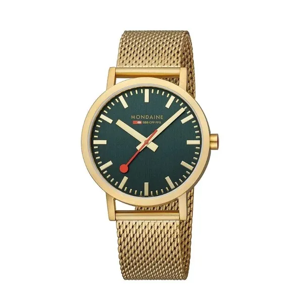 Đồng Hồ Nam Mondaine Classic Forest Green Golden Stainless Steel Watch A660.30360.60SBM - 40mm Màu Vàng Xanh