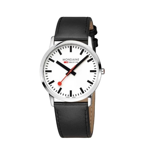 Đồng Hồ Nam Mondaine Simply Elegant Black Leather Watch A638.30350.11SBO - 41mm Màu Đen Bạc - 3
